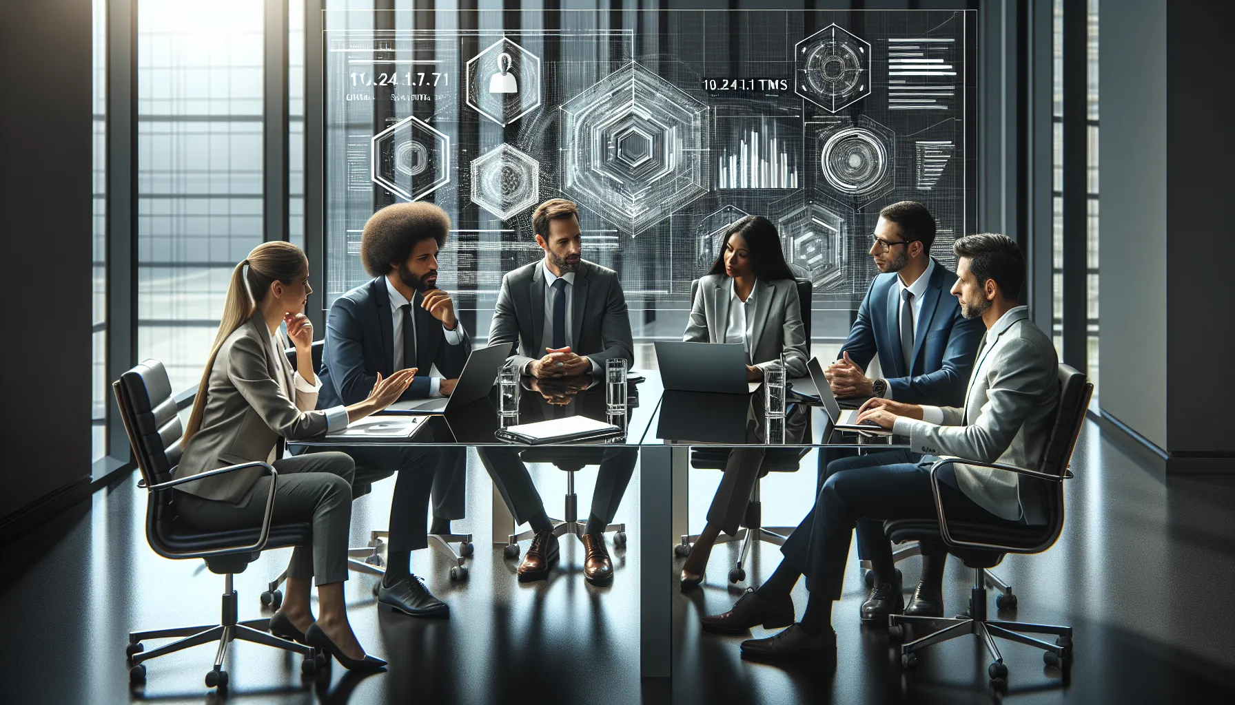 IT team discussing best practices in a modern office.