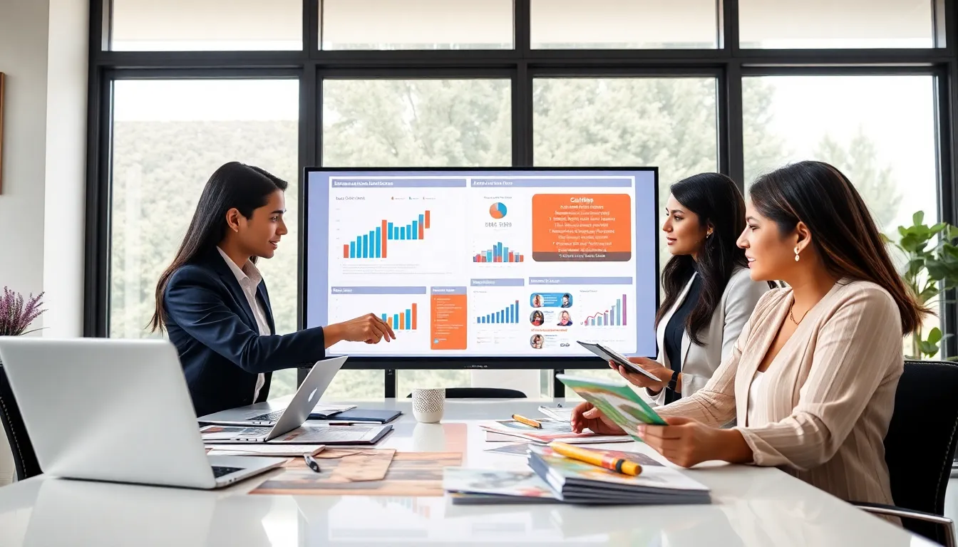 diverse team discussing lead generation in a modern office.