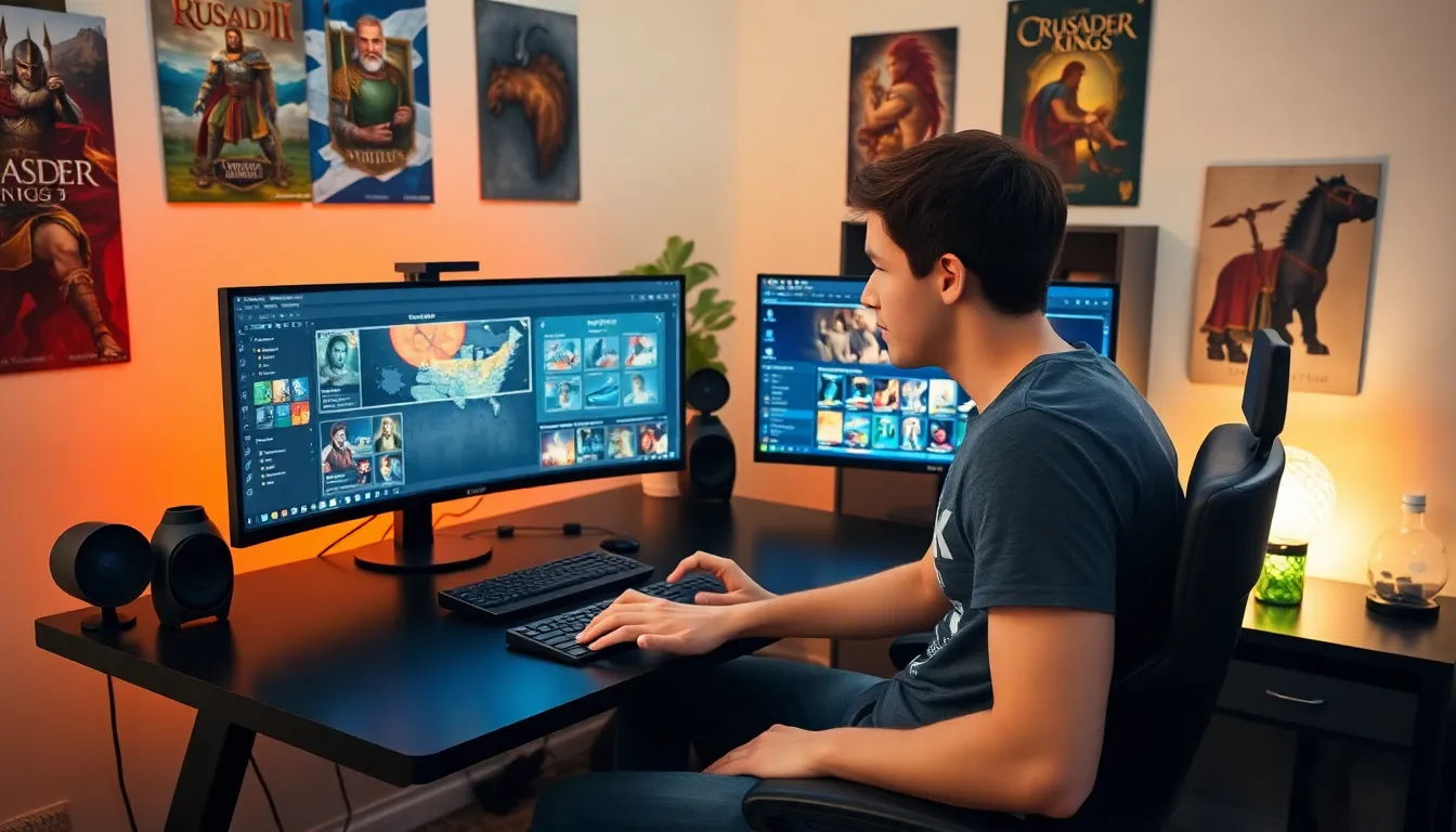 A young man using Ck2generator in a modern home office.