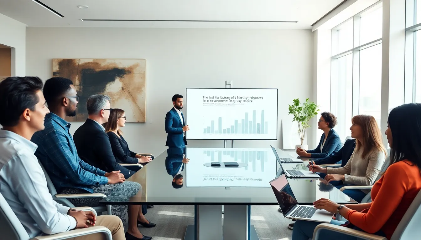 diverse professionals discussing itslamss in a modern conference room.