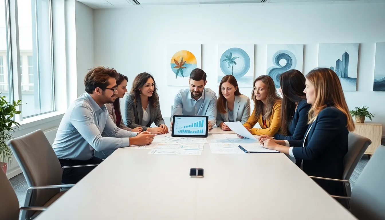 diverse team discussing taxation in a modern office.