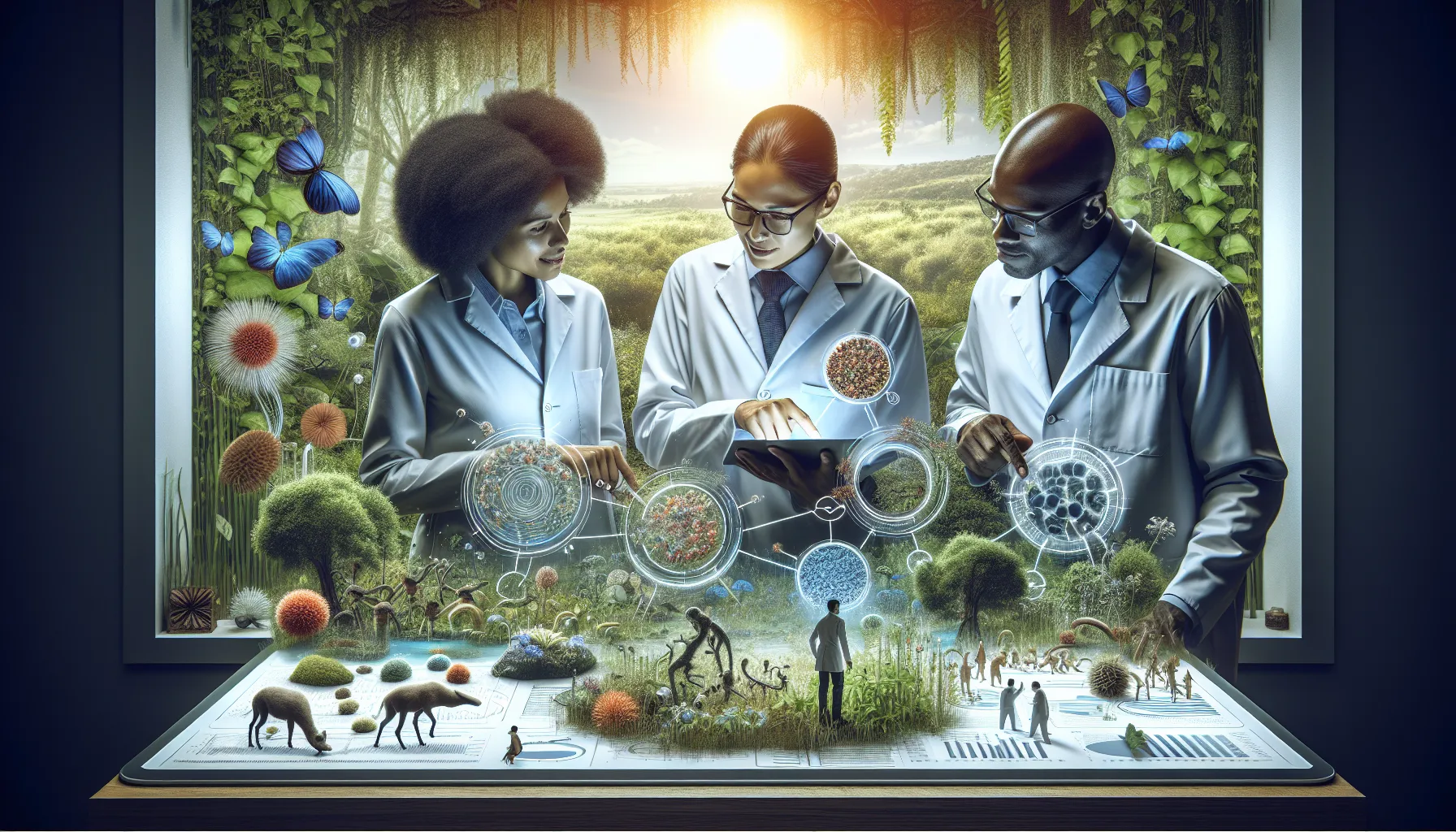 scientists discussing the role of pertostrums in a vibrant ecosystem.