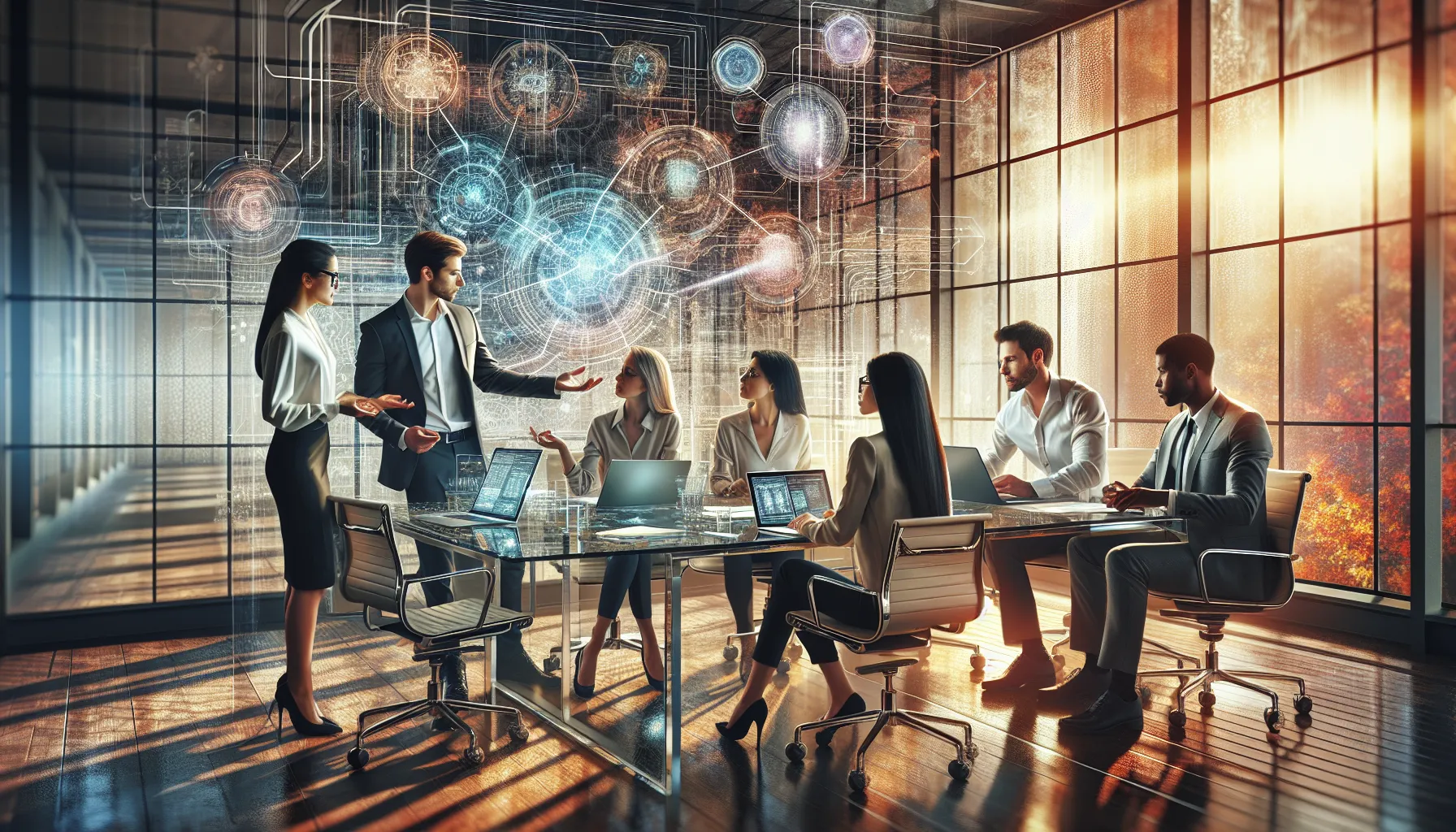 diverse team discussing IP address mapping in a modern office.