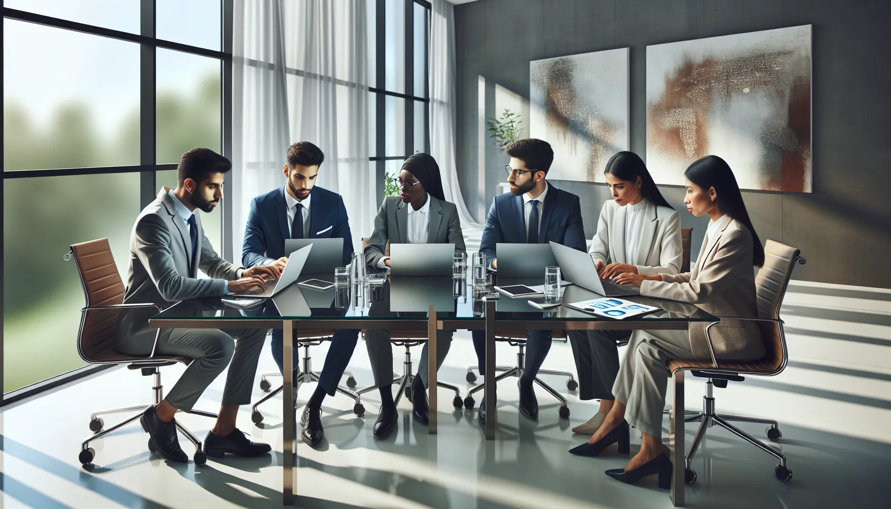 diverse professionals collaborating in a modern office on data management.