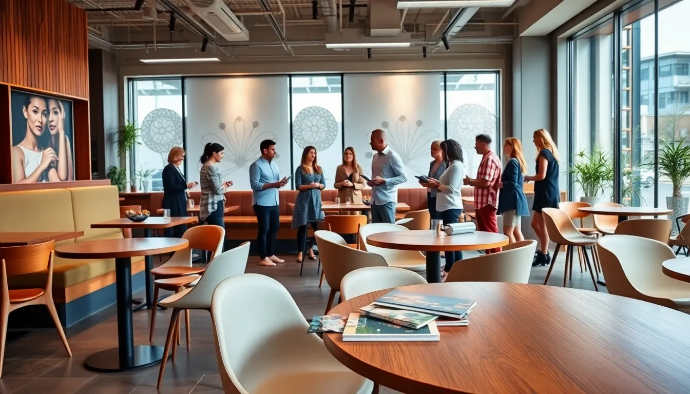 Selection of stylish cafe furniture in a bright, modern Melbourne setting.