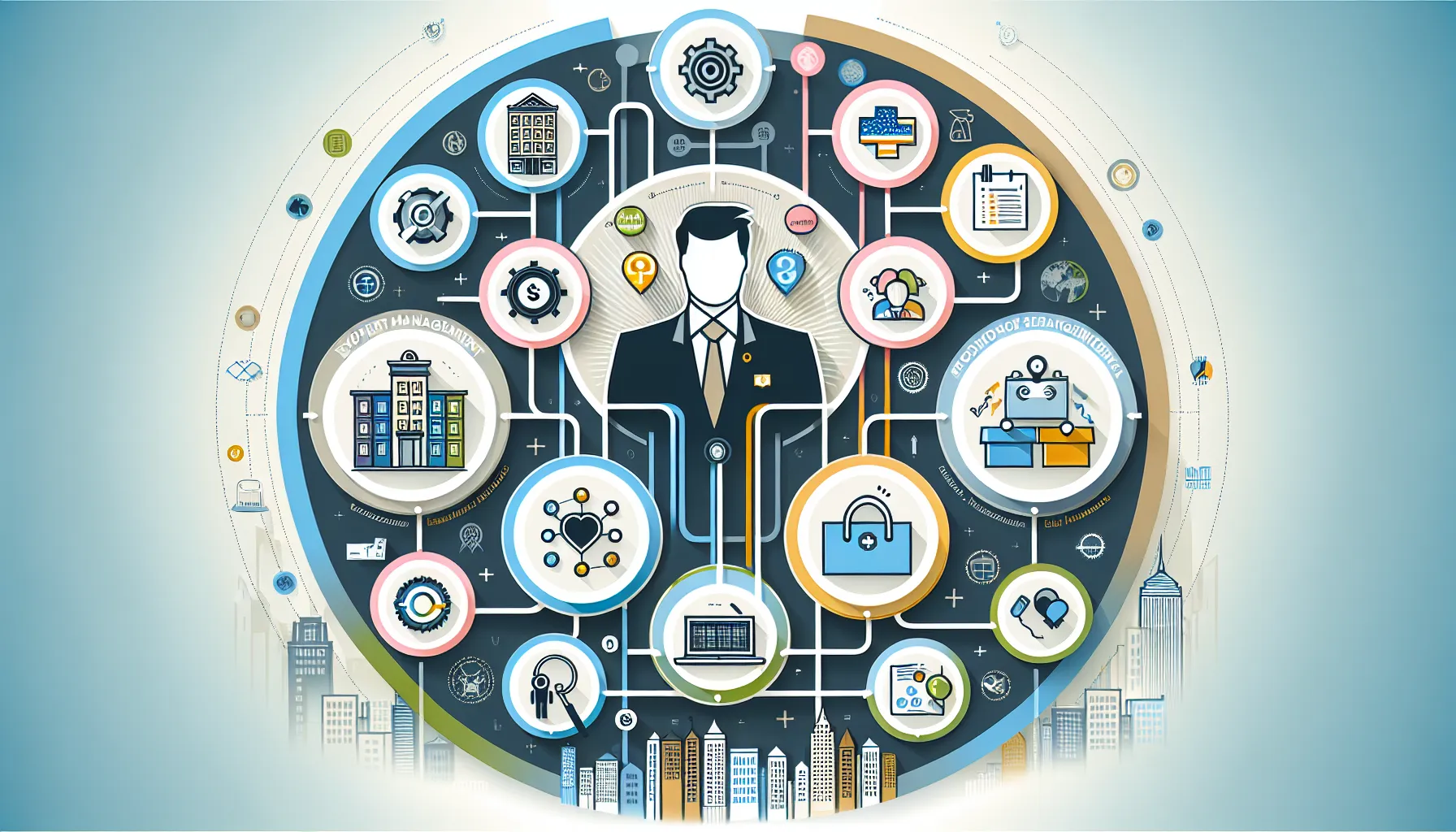 diagram showing expert managers impacting five business sectors