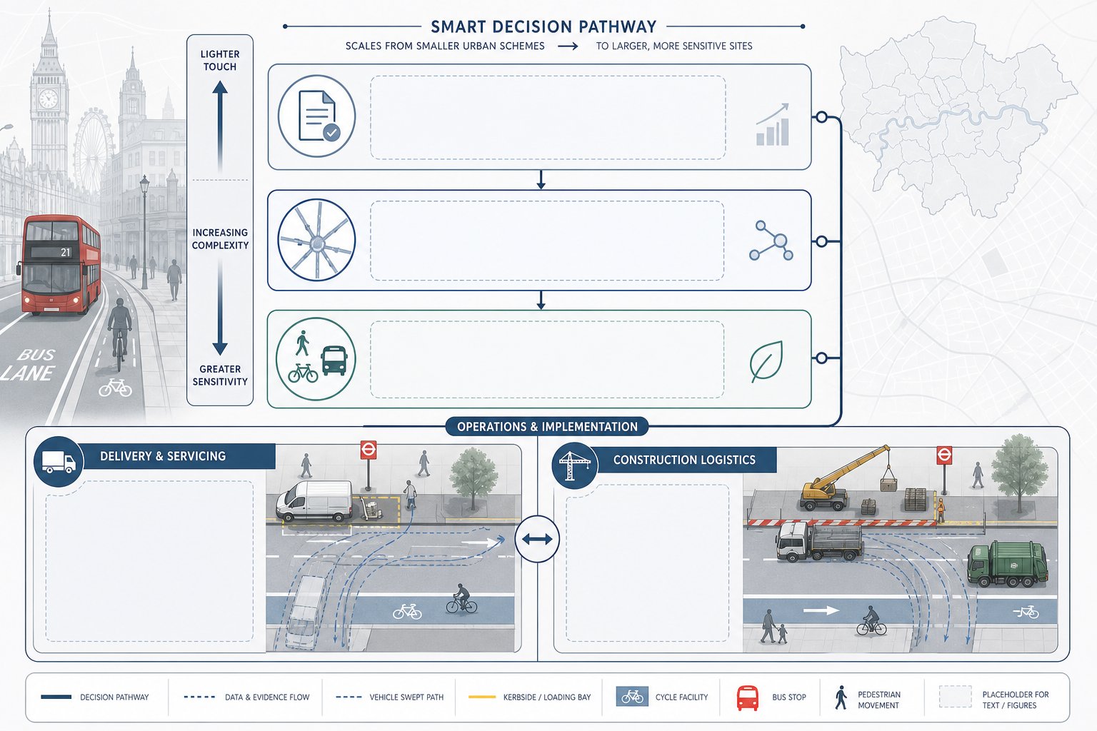 infographic showing key transport reports and logistics planning for London development sites.