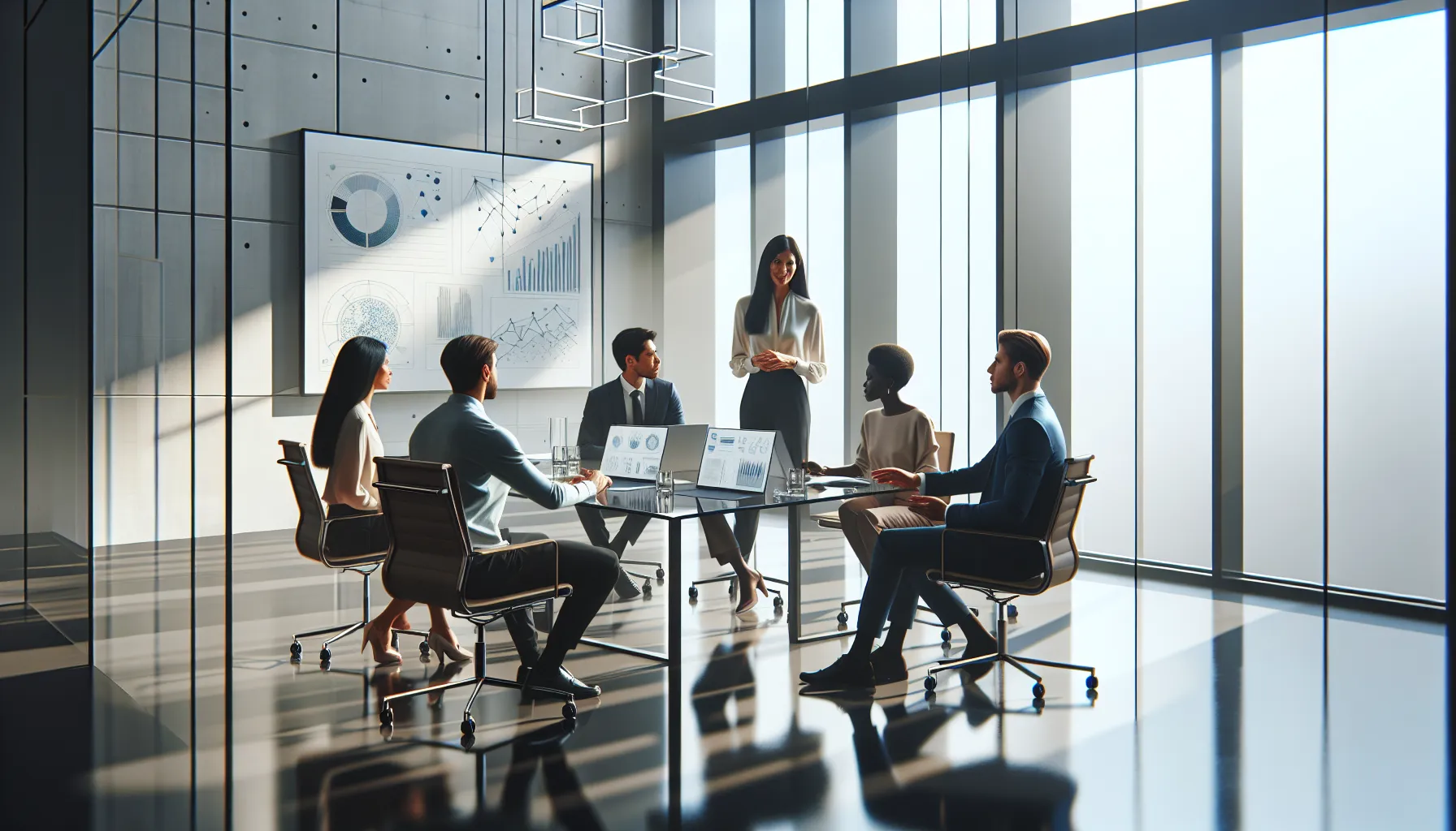 diverse team collaborating in a modern office setting.