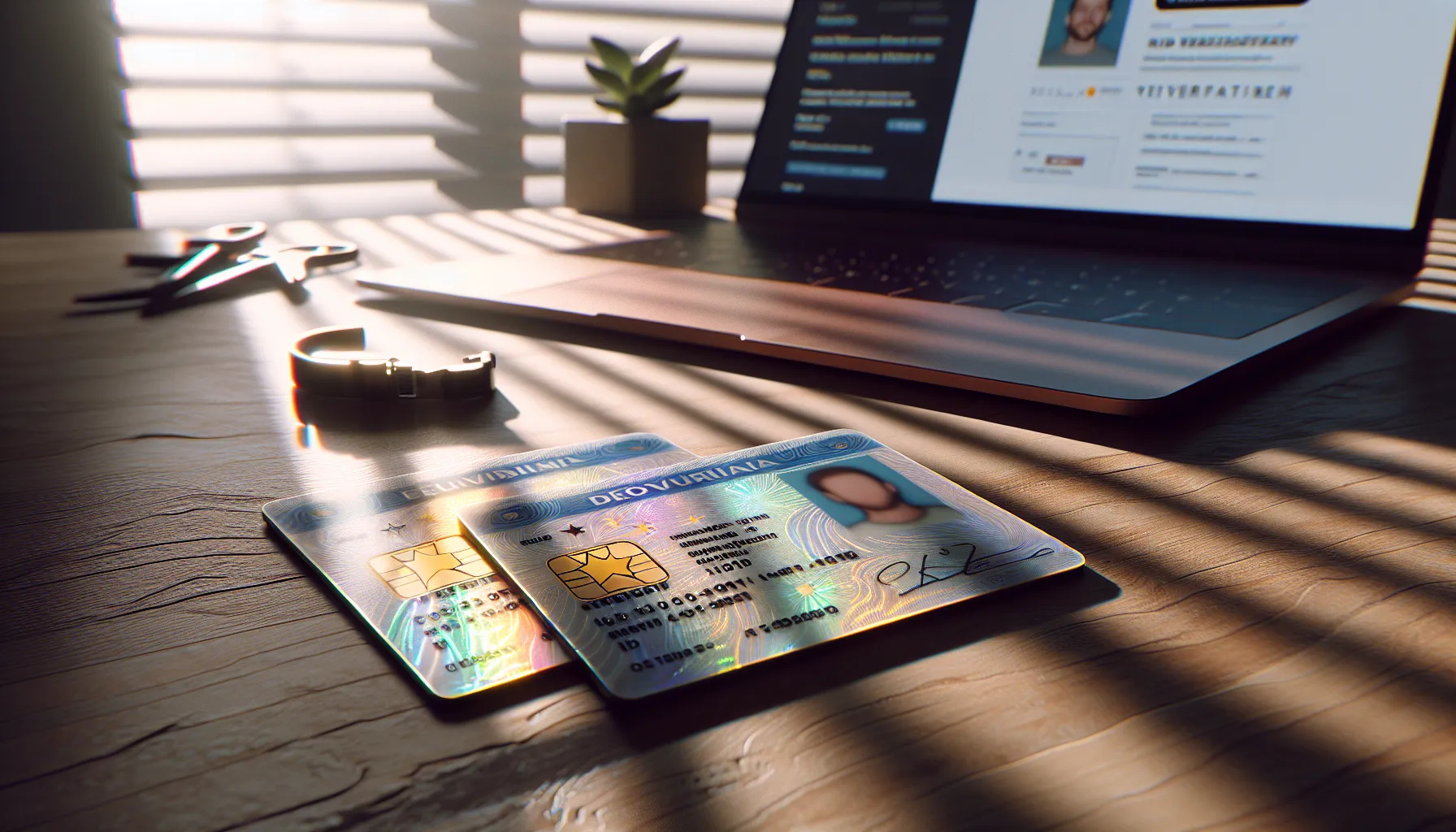 A comparison of a REAL ID and a standard driver's license on a desk.