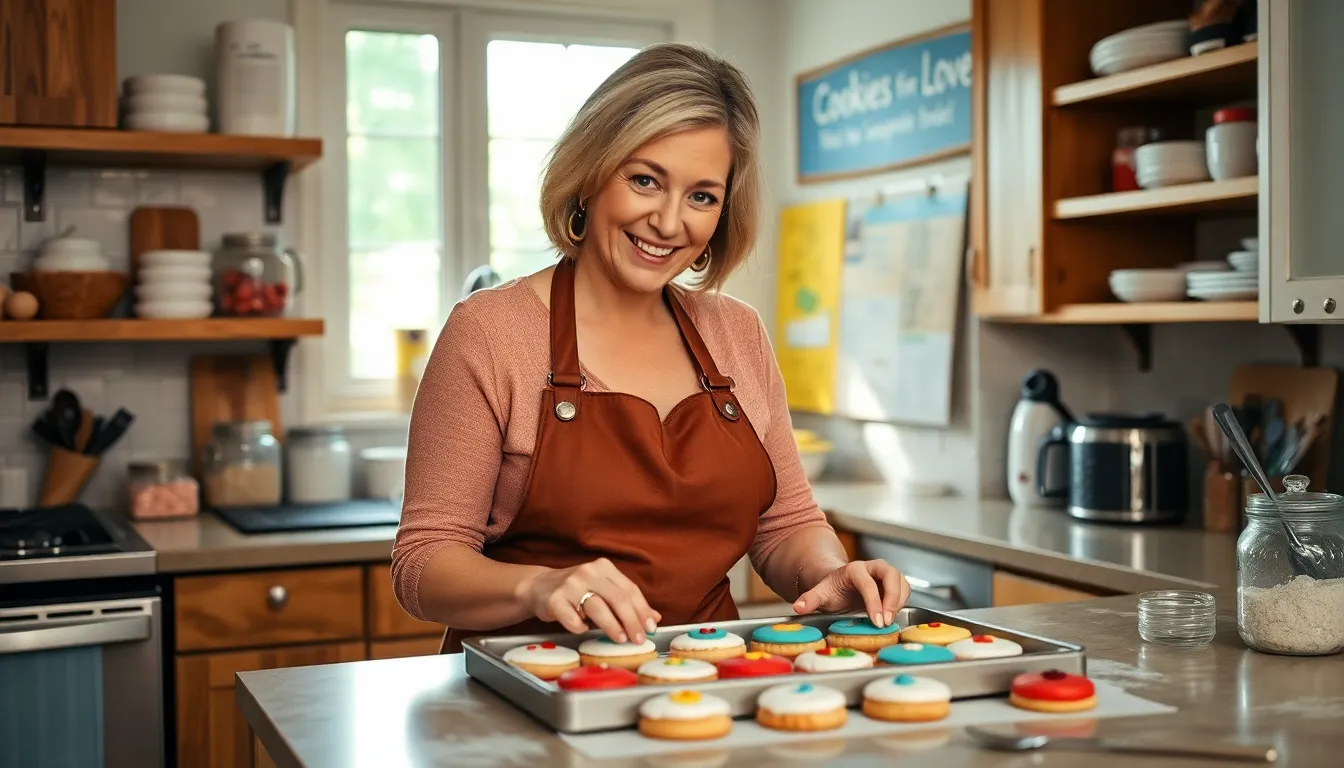 Kelly Griffin baking cookies in a cozy kitchen, embodying love and community.