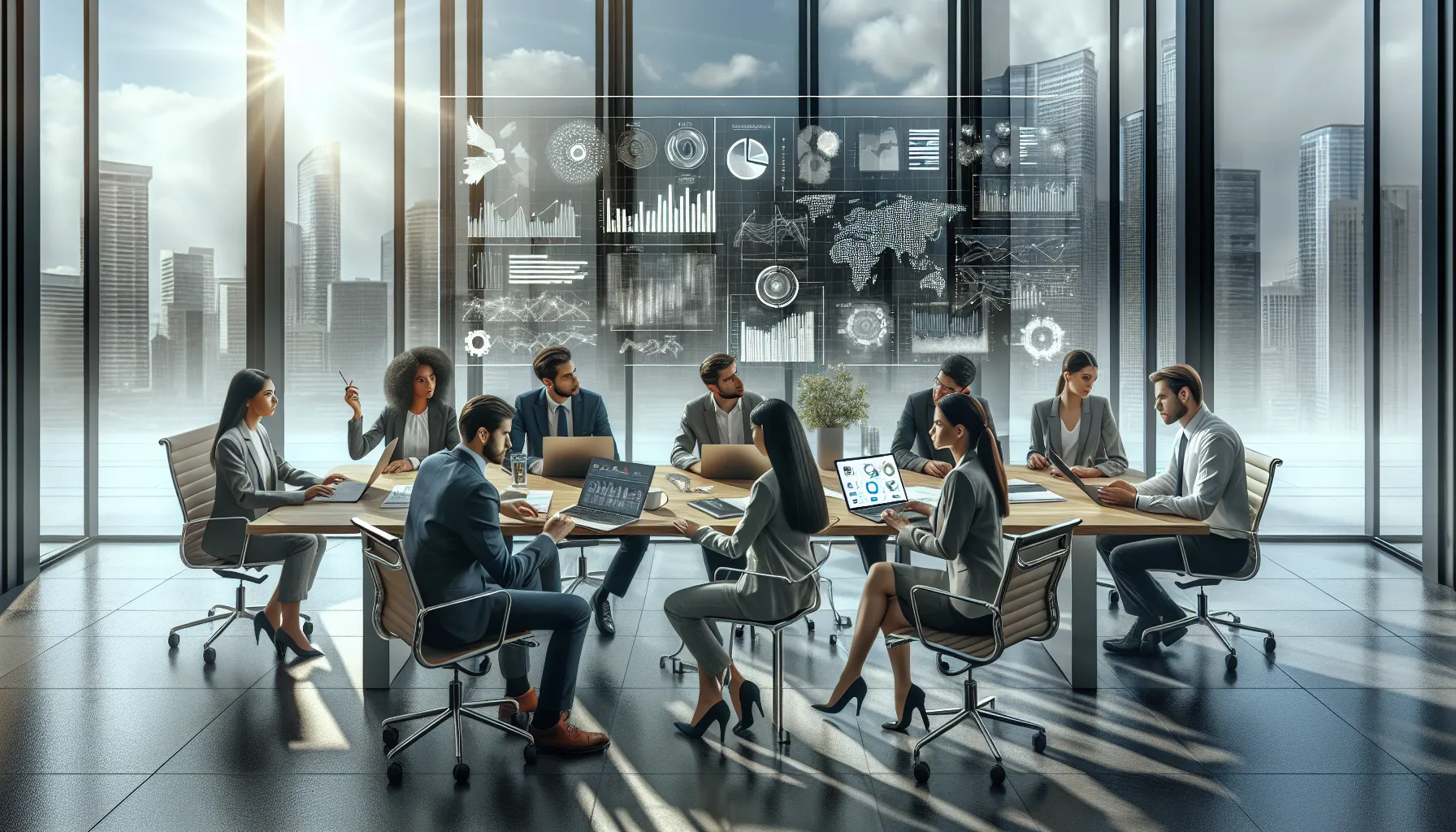 diverse team collaborating in a modern office.