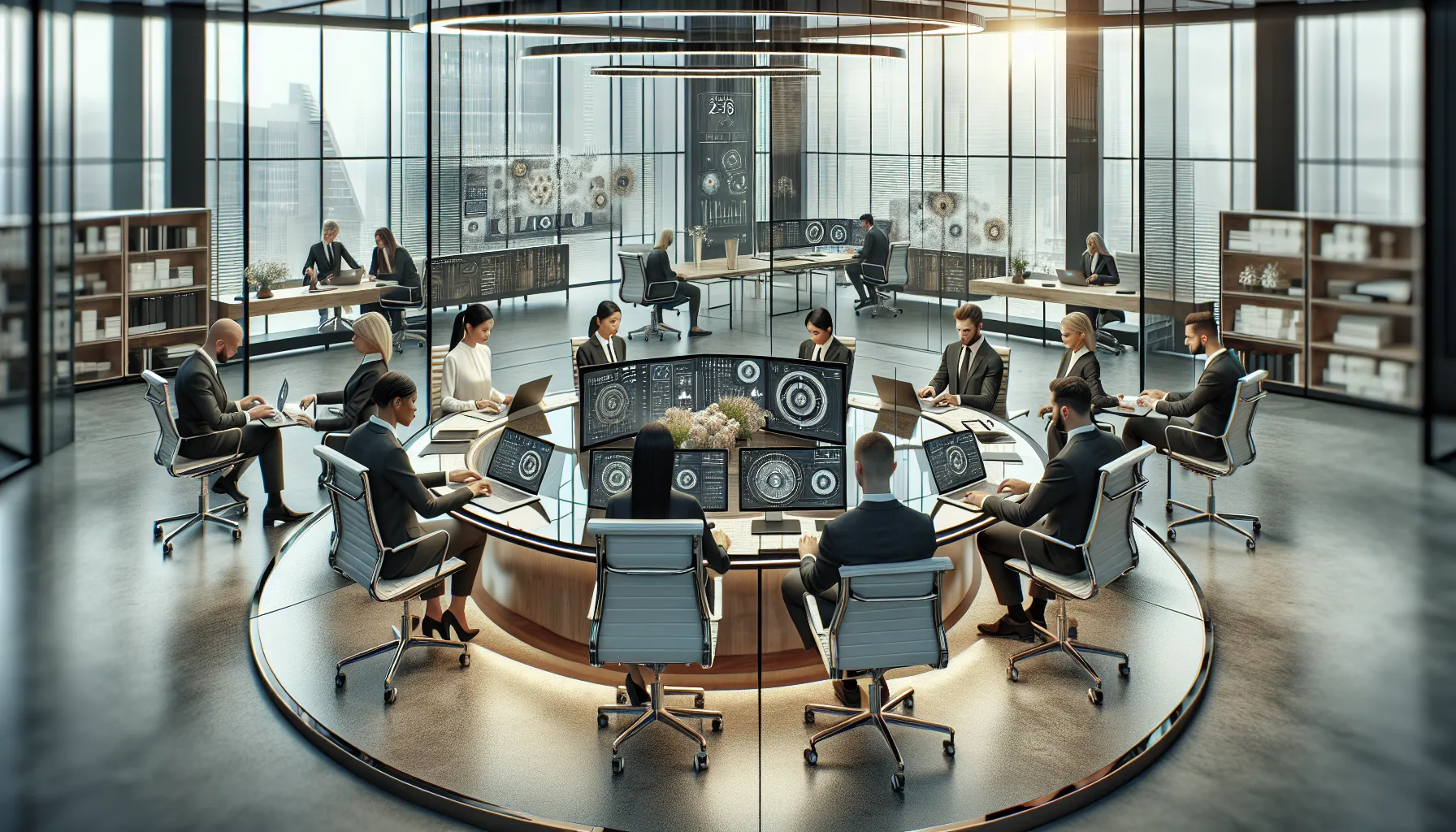 diverse team collaborating on the 2CRB9056 technology in a modern office.