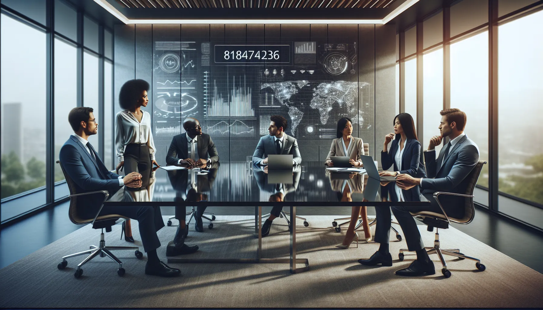 diverse team discussing the significance of a number in a modern office.