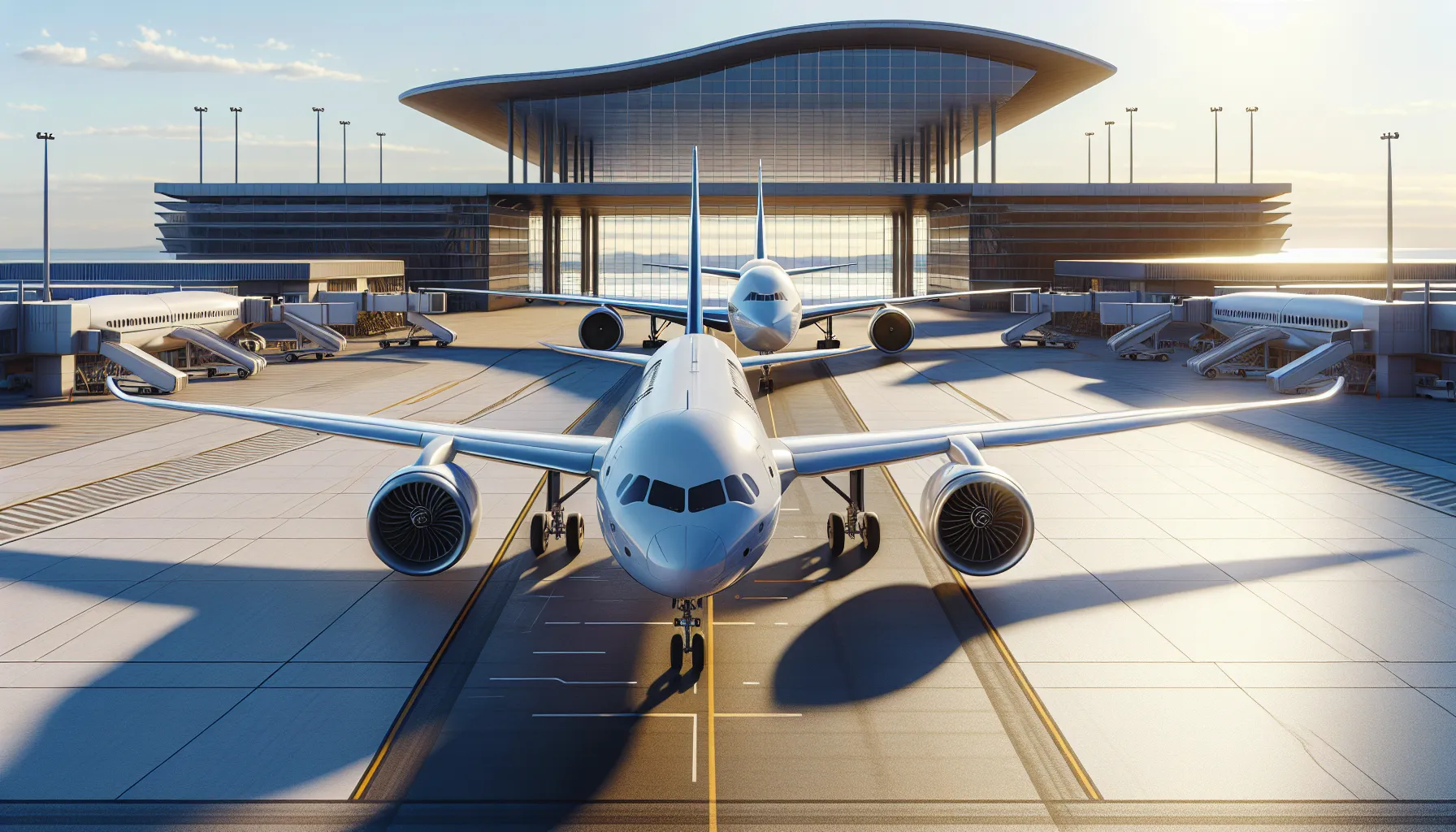 An Airbus A320 and Boeing 747 parked side by side at an airport.