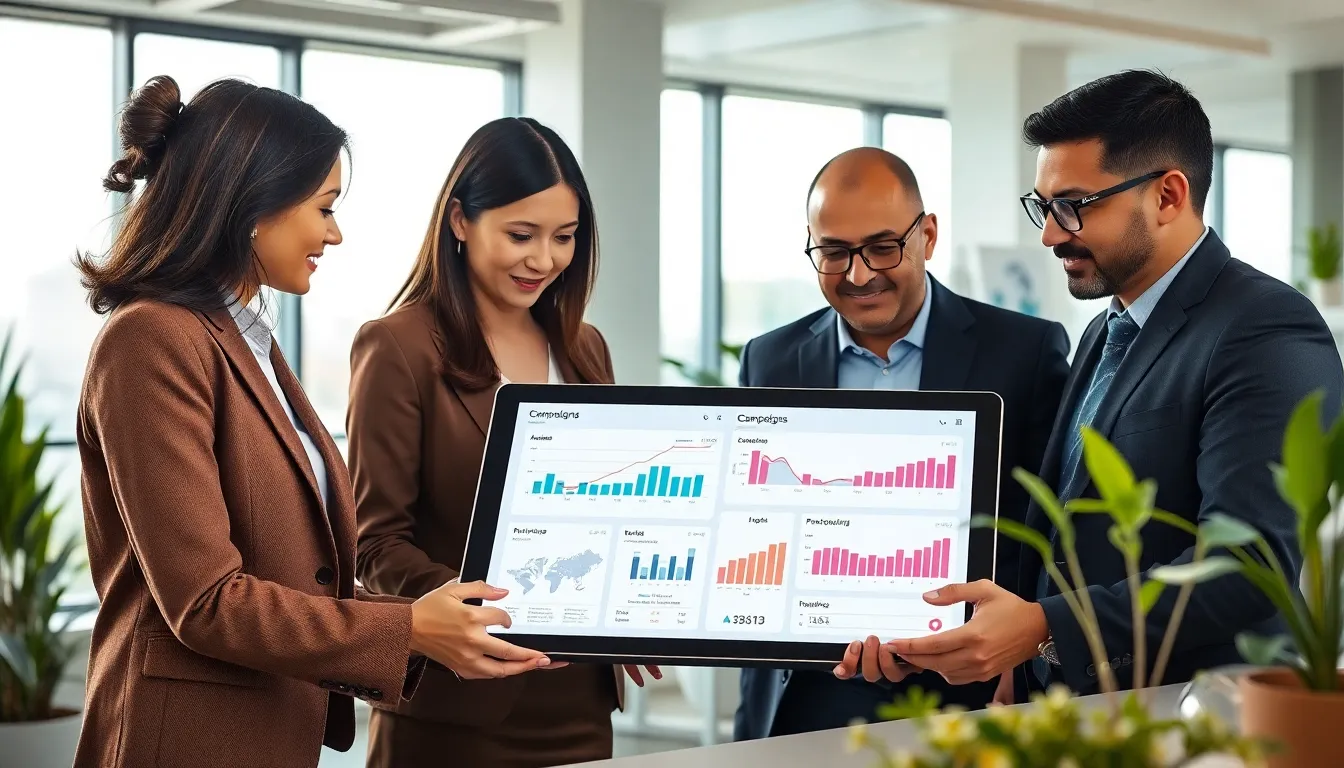 diverse team analyzing data for smart shopping campaigns.