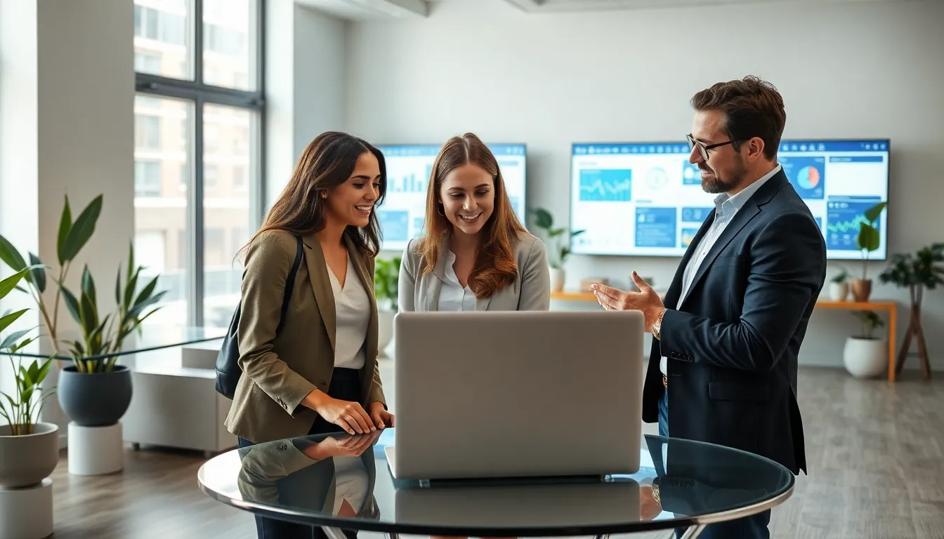 diverse professionals collaborating in a modern office setting.