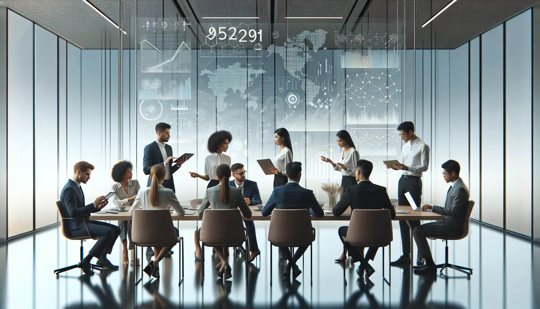 diverse professionals discussing data related to the number 9512992101.