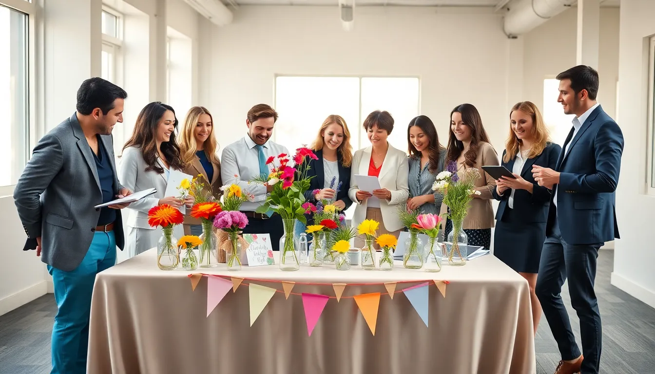 Diverse team planning a creative, budget-friendly event setup.