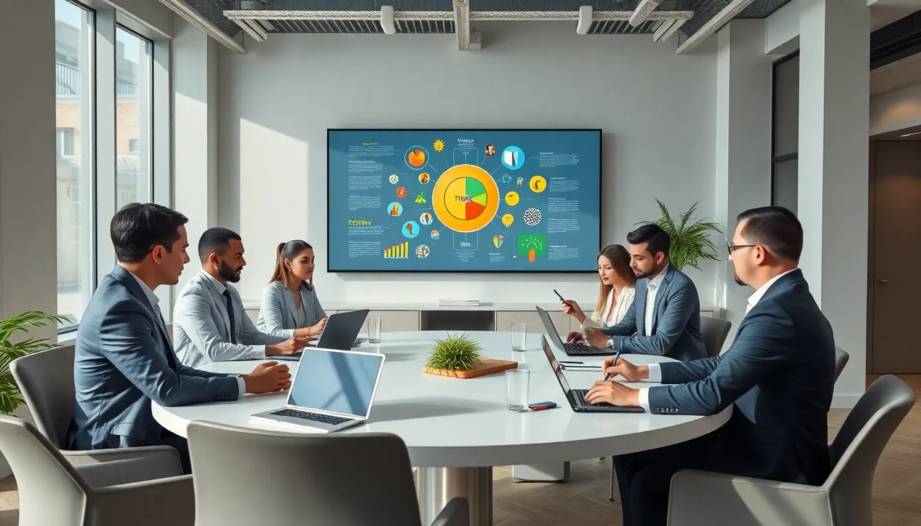 diverse professionals discussing concepts in a modern office setting.