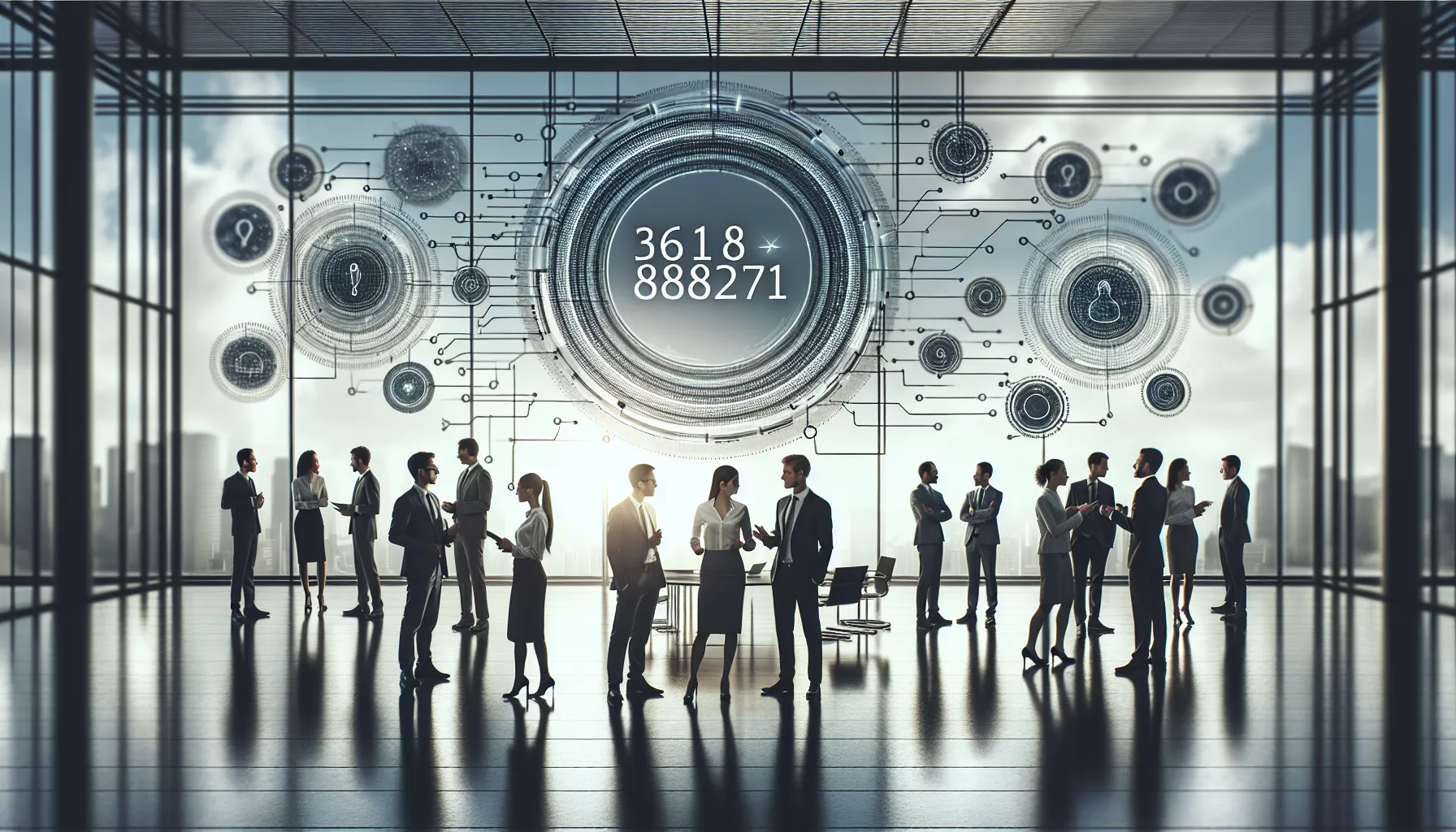 professionals analyzing data with the sequence 3618888271 displayed.