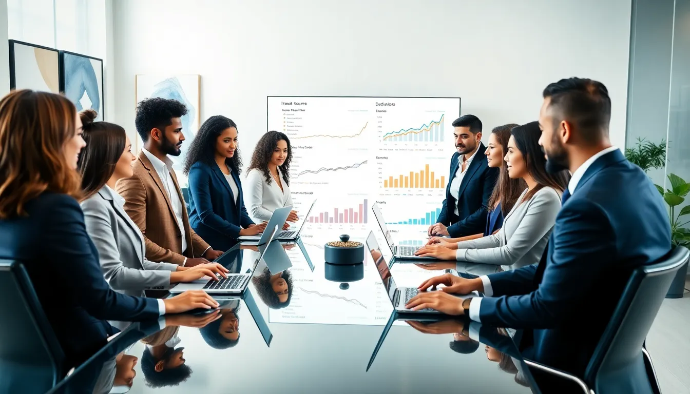 financial professionals collaborating in a modern conference room on tax planning.
