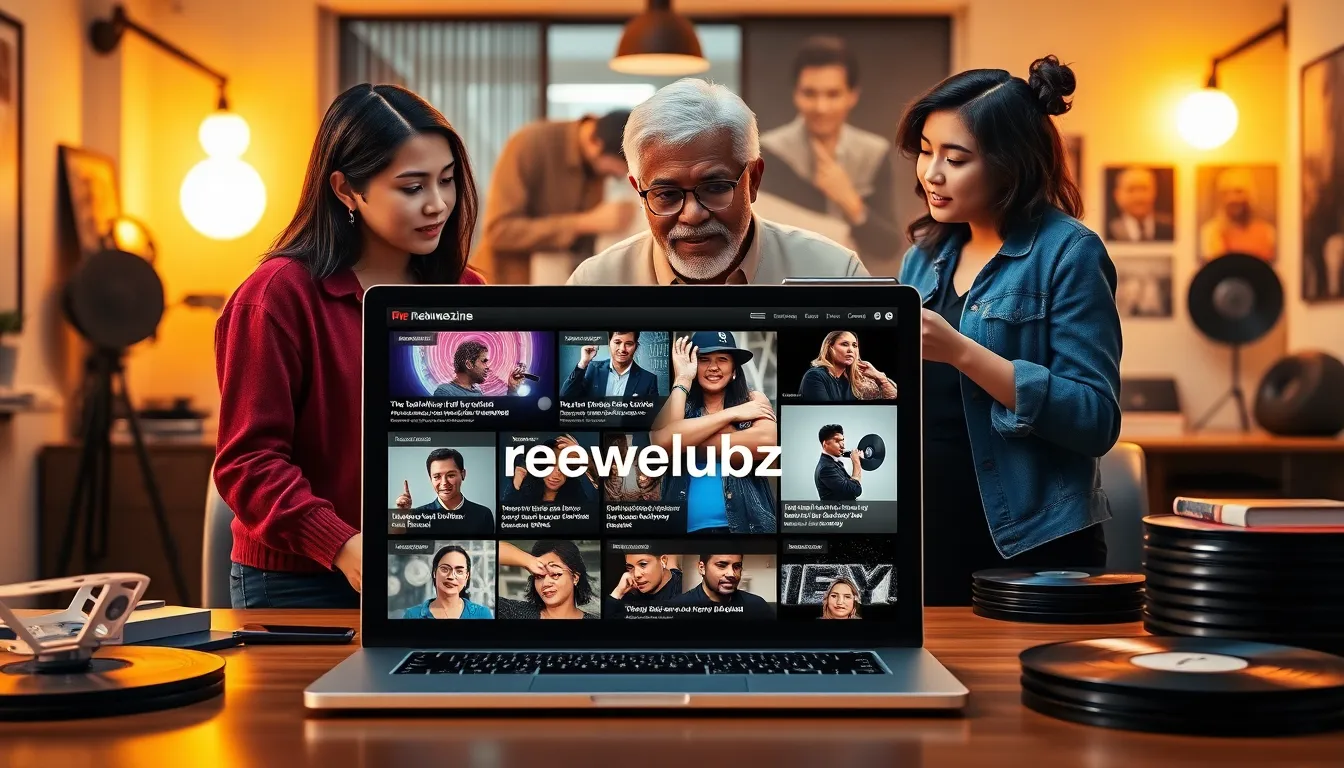 collage of contributors discussing entertainment journalism with Redwebzine logo.