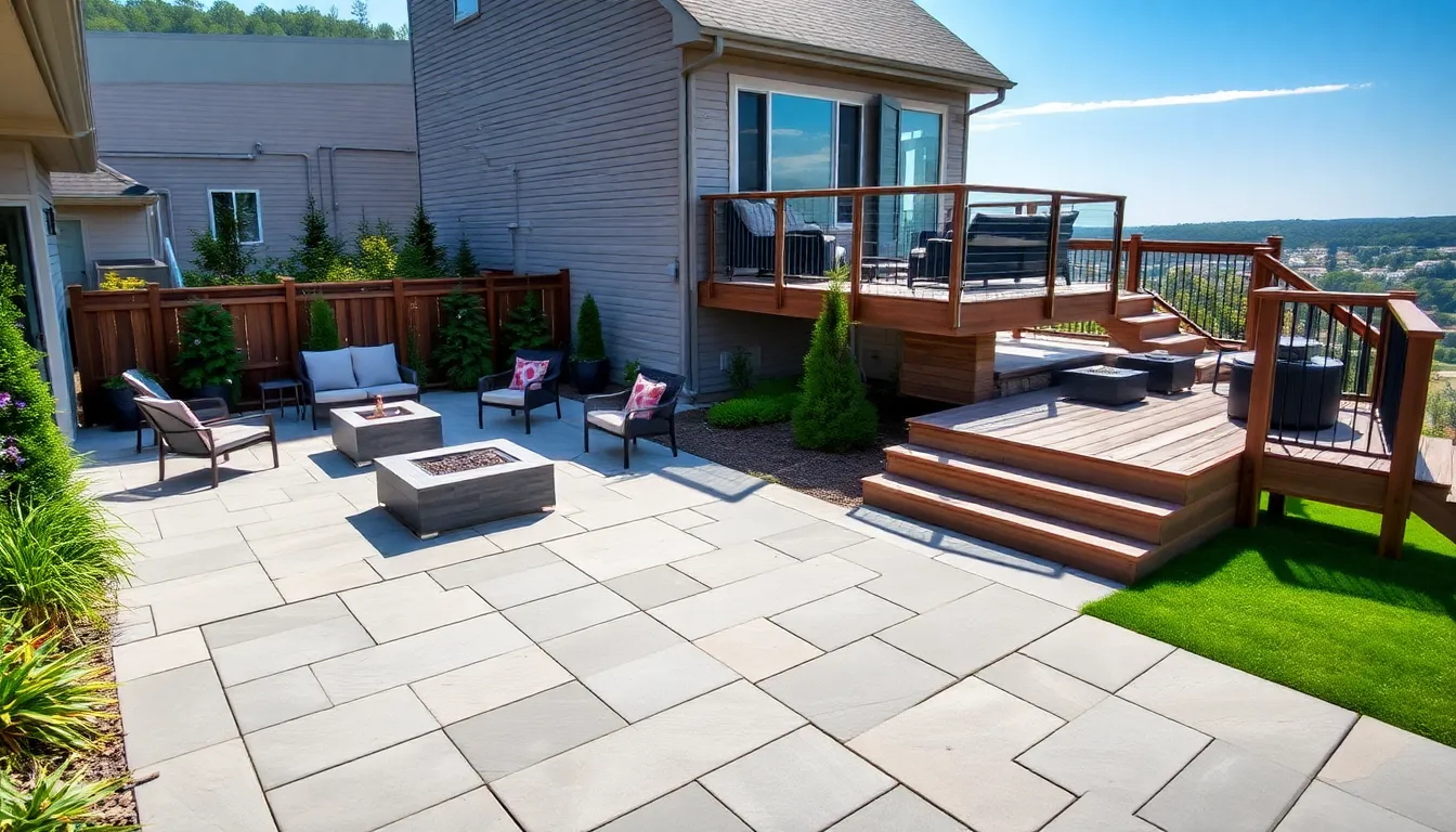 outdoor space featuring a patio and an elevated deck.