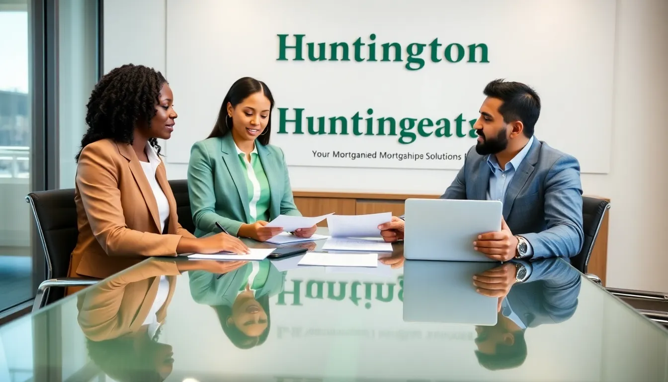 diverse team discussing mortgage options at Huntington Bank.