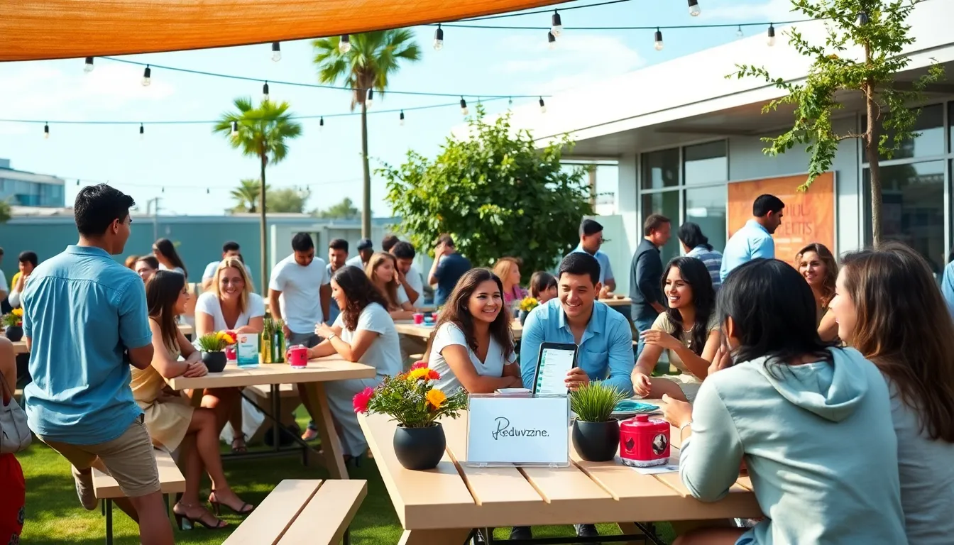 diverse community gathering at an outdoor event.