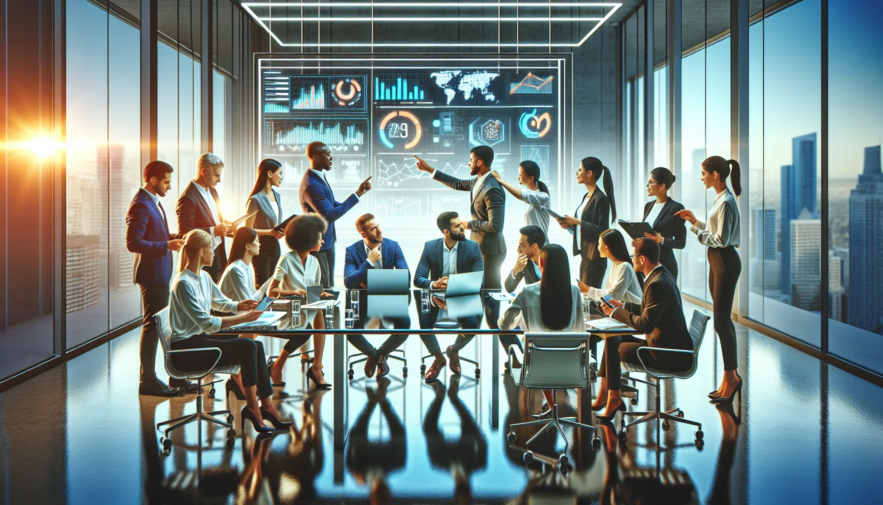 diverse team collaborating in a modern office setting.