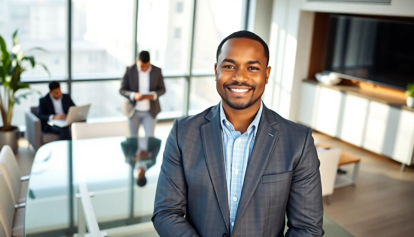 Timothy Williams in a modern office, embodying leadership in real estate.