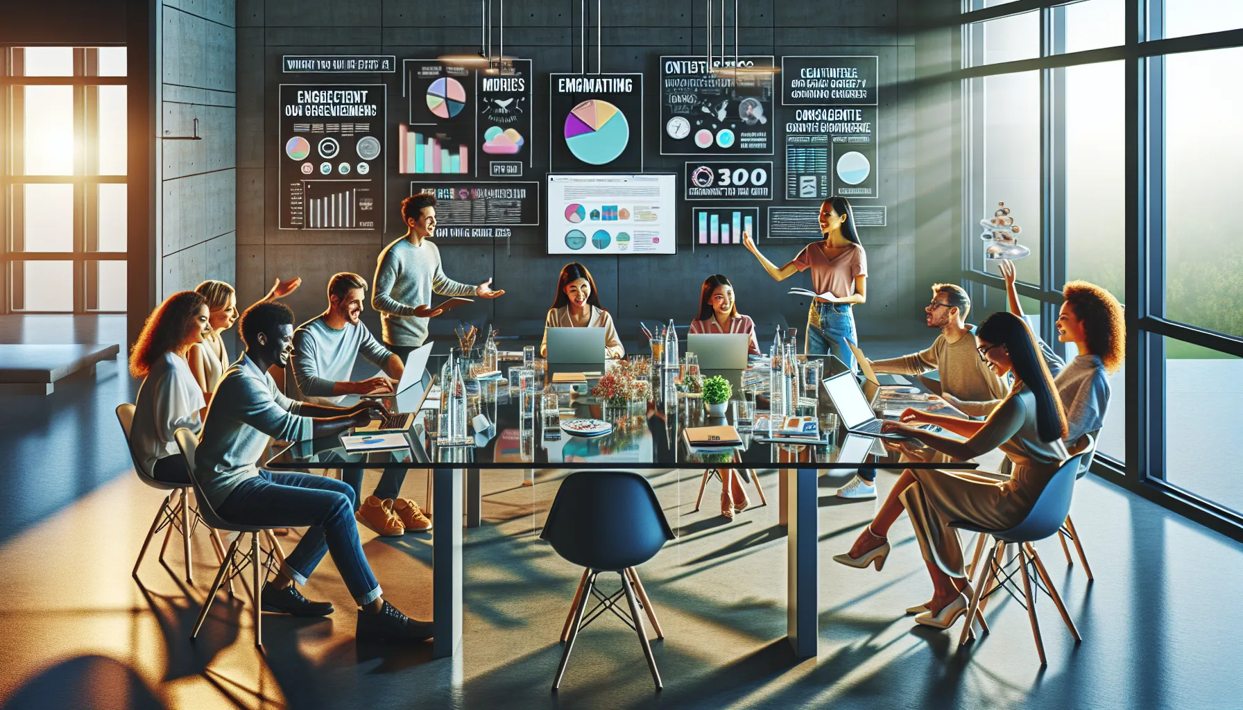 diverse bloggers collaborating in a modern workspace.