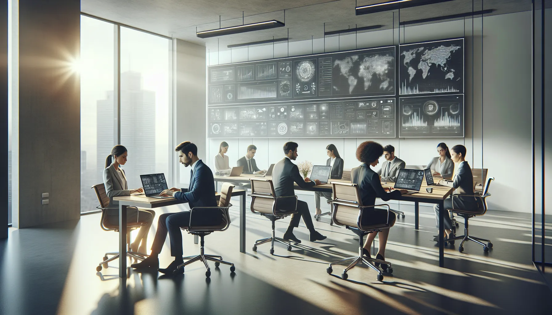 diverse team collaborating in a modern workspace