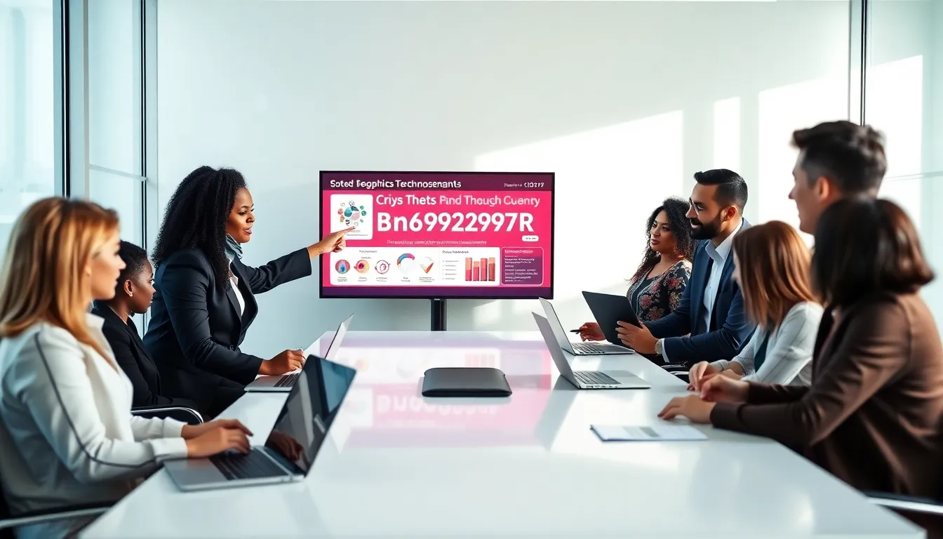 diverse professionals discussing technology in a modern office.