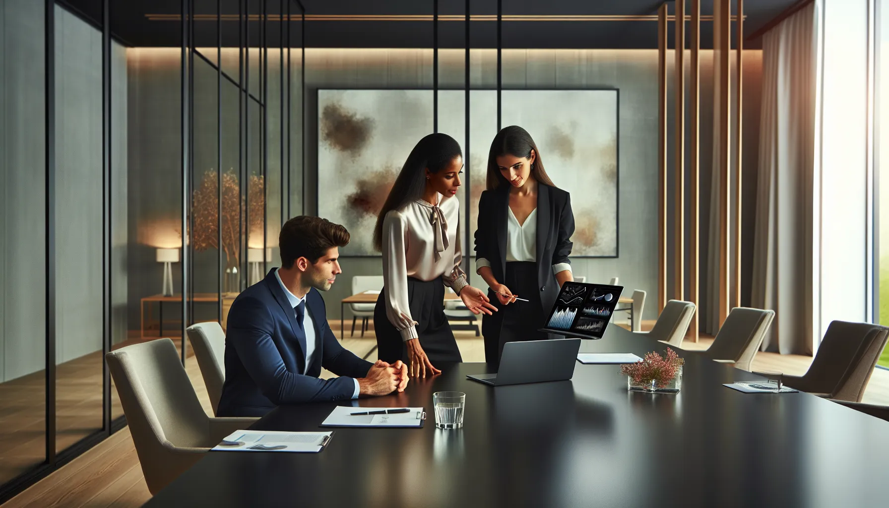diverse team discussing phone number uses in a modern office.