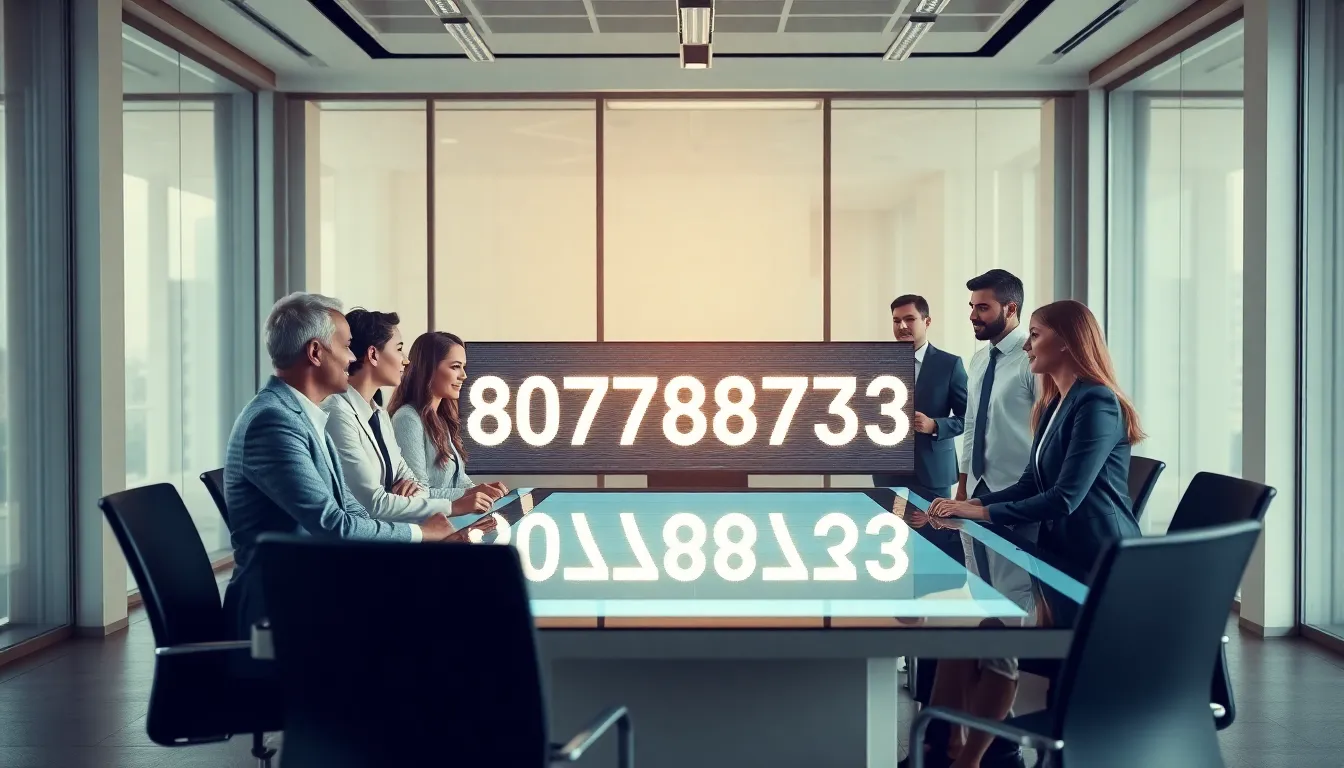diverse professionals discussing the significance of the number 8077887783.