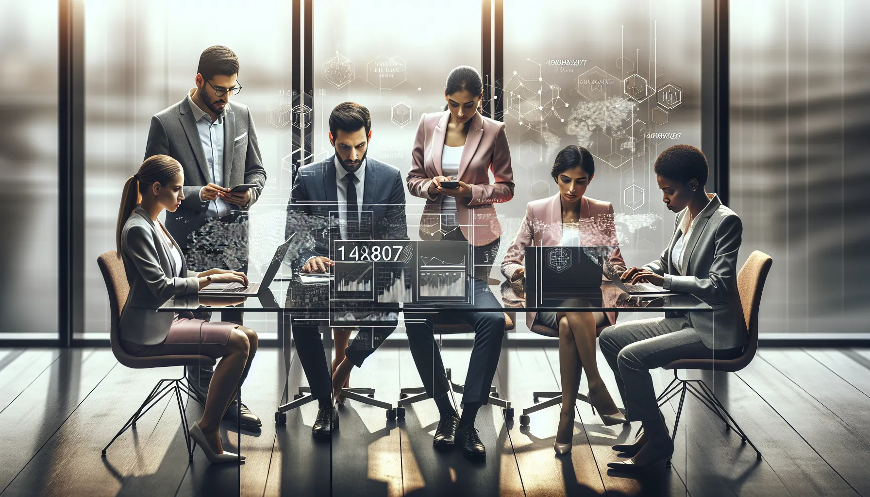 professionals discussing digital systems in a modern office