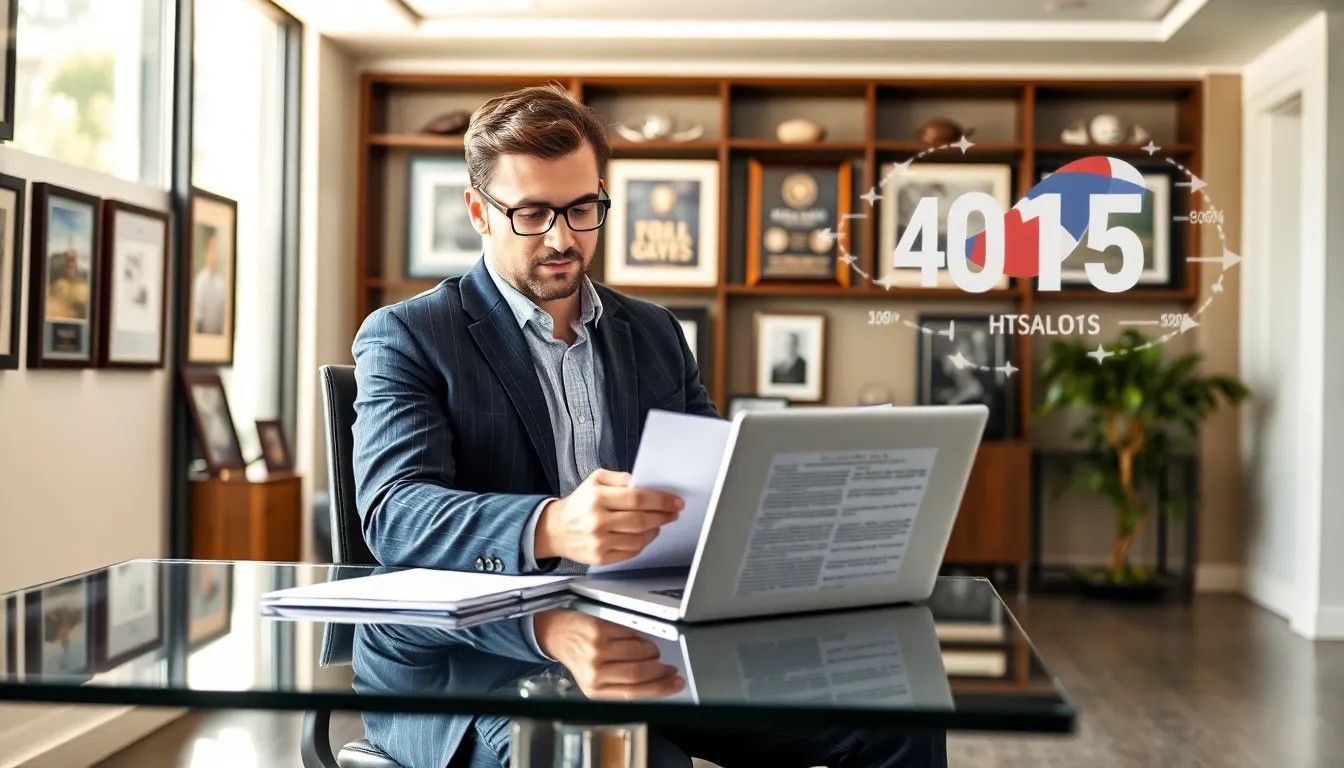 David Jones, a sports journalist, working at his modern office desk.
