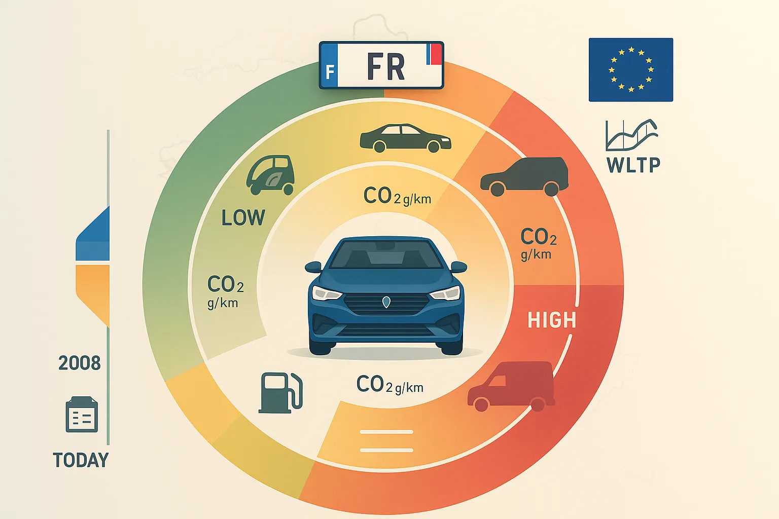 Diagram explaining the ecological tax on cars in France.