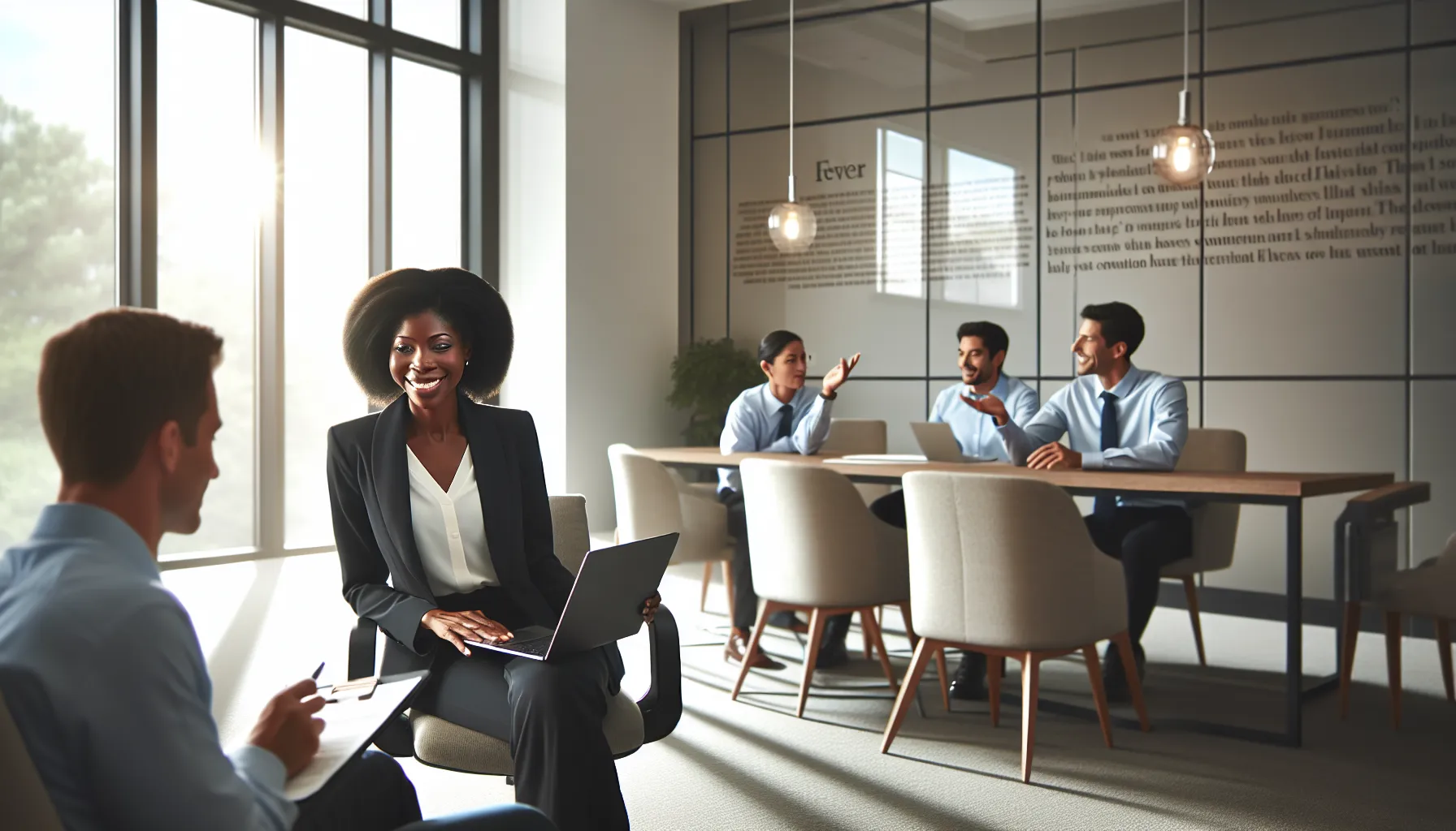 diverse professionals engaging in a feedback session about McDenilson.