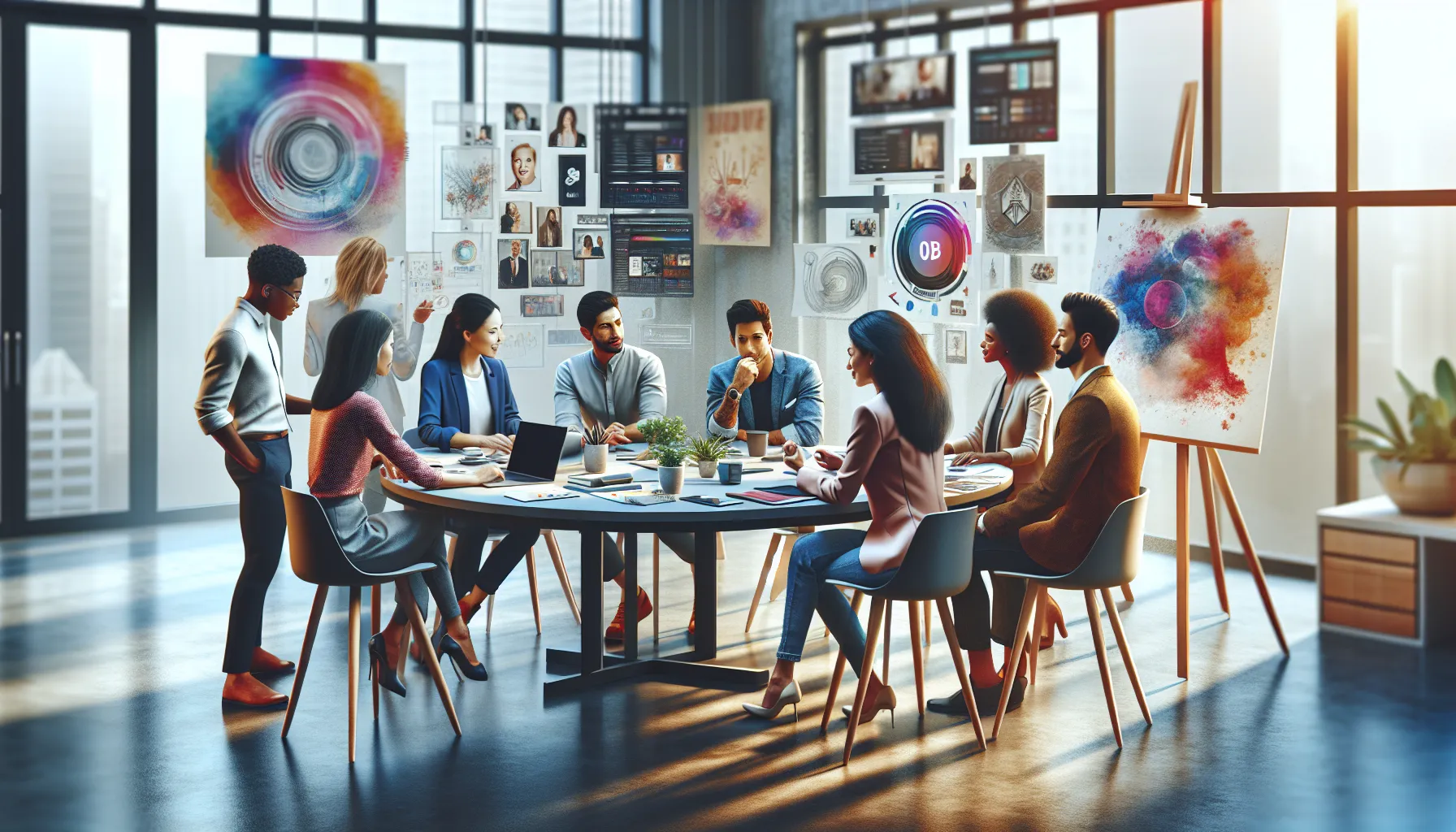 diverse team collaborating in a creative workspace for Keevee1999.