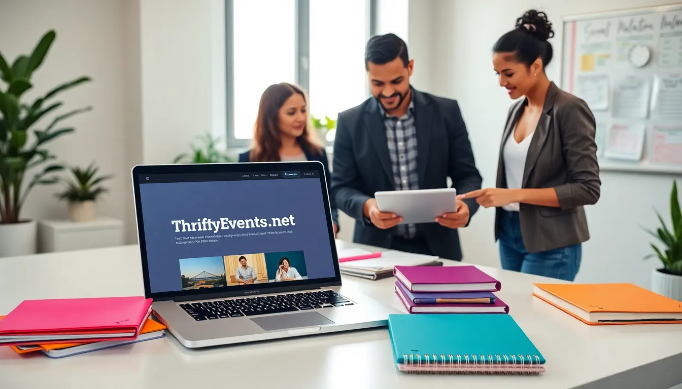 diverse group collaborating on event planning in a modern office.