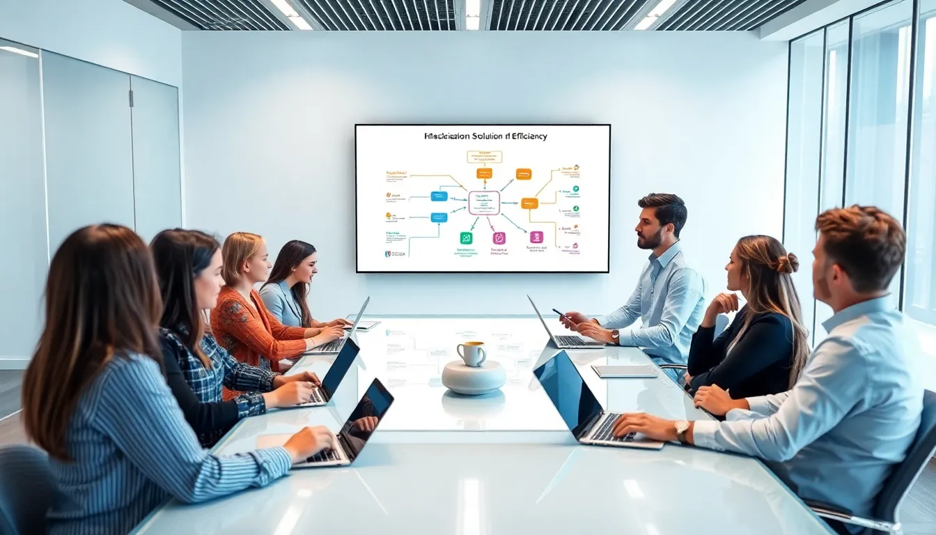diverse team discussing hlnaclrk in a modern office setting.