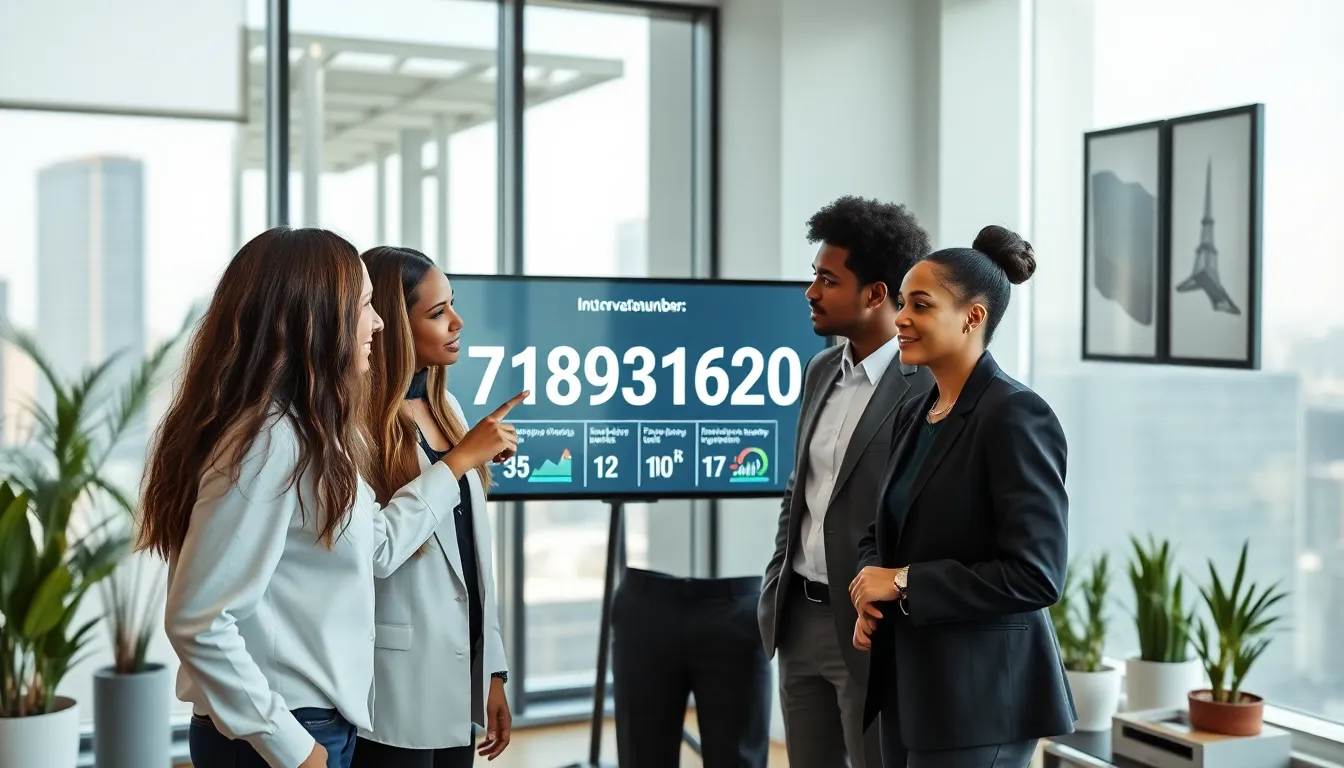 professionals discussing the significance of 7189315620 in a modern office.