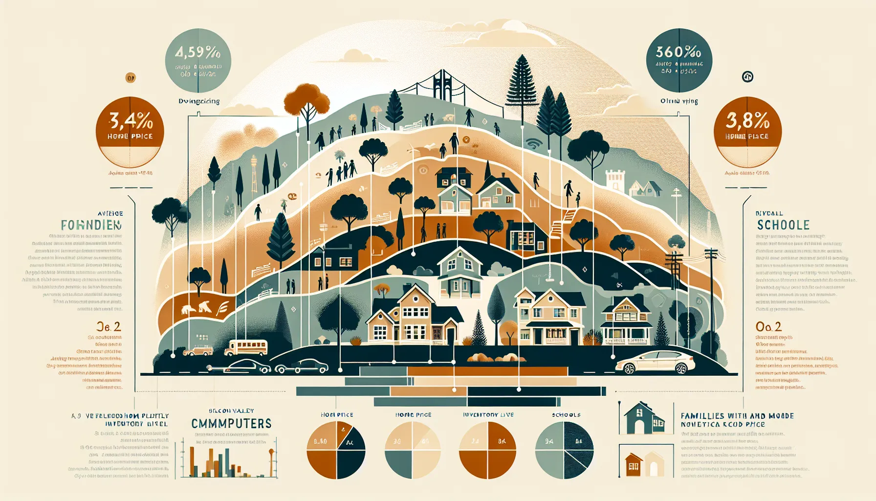 Illustrated map of Orinda with icons showing top homebuyer groups and high home prices.