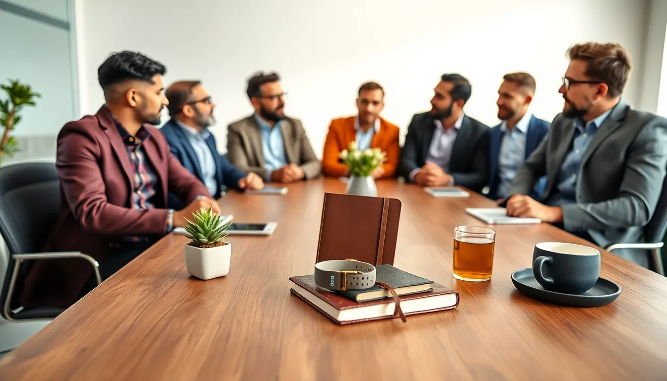 wellness gifts for men arranged on a modern workspace.