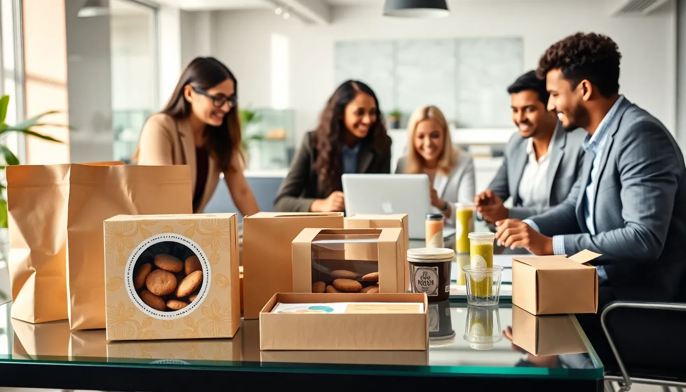 colorful cookie packaging displayed in a modern workspace.