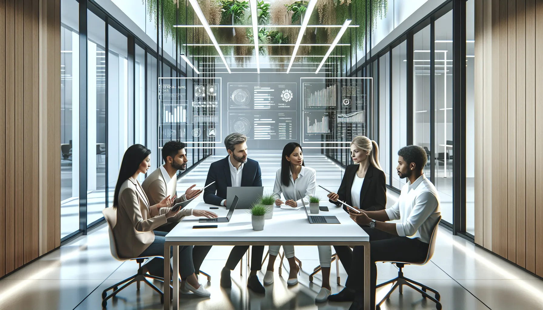 diverse team discussing software updates in a modern office.