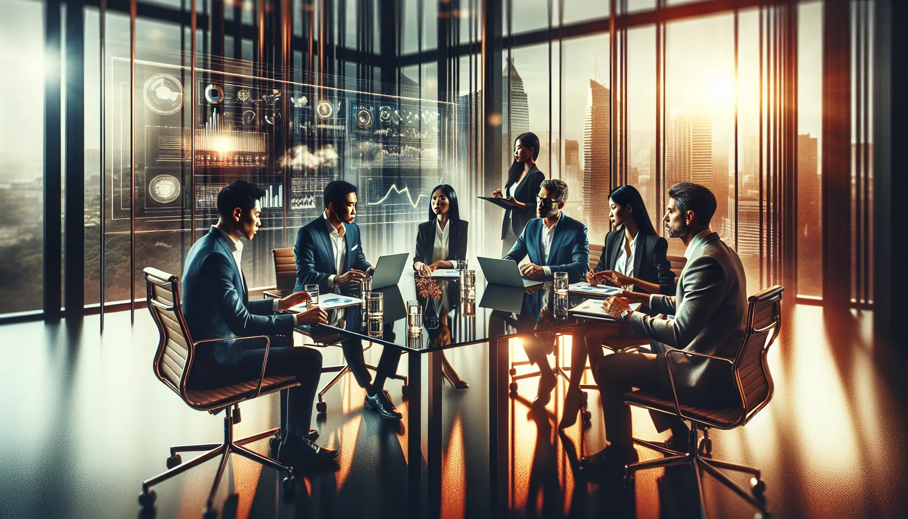 diverse professionals collaborating in a modern conference room.