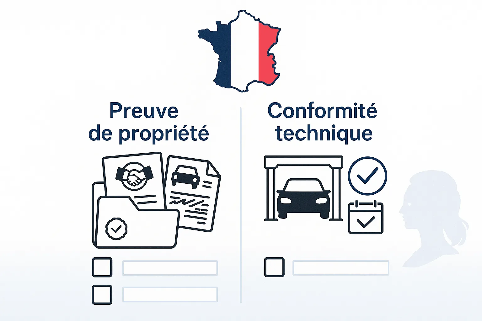 infographic showing required documents for French used car registration